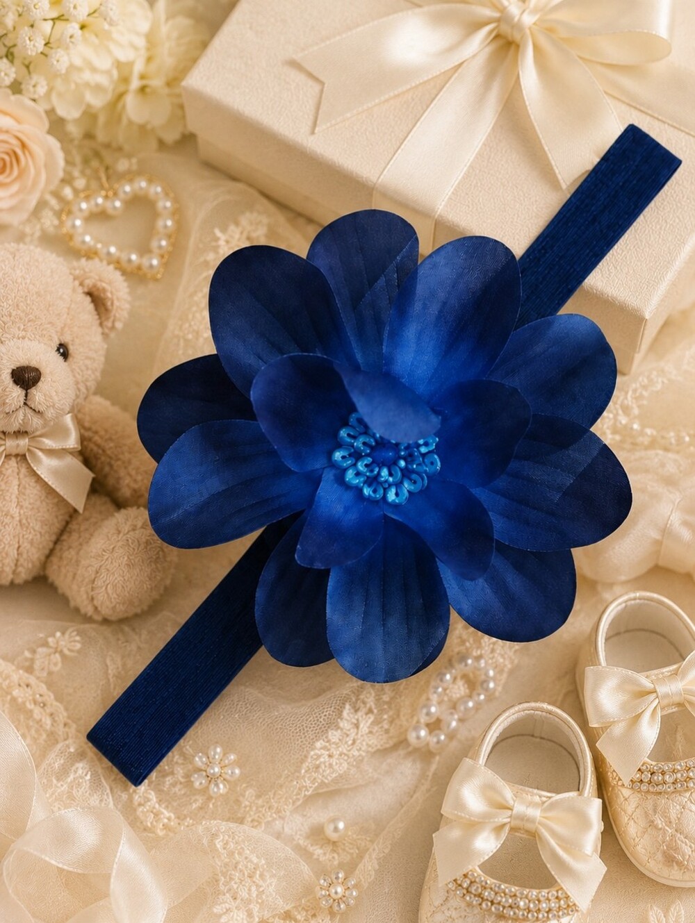 Shimmy Shimmy Navy Blue Flower Headband Baby Toddler Flower Girl NWT